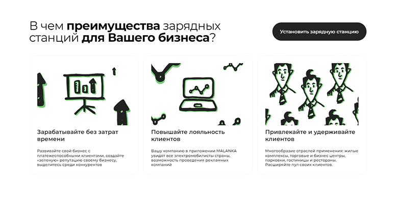 Минималистичный дизайнсайта Белоруснефти для станций зарядки электромобилей